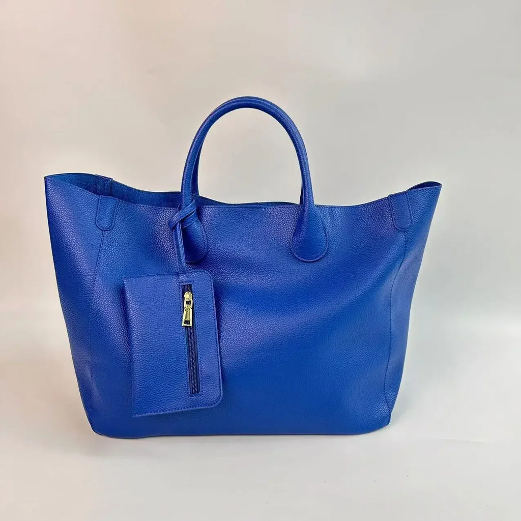 Bolso de mano de gran tamaño de cuero vegano a la moda para mujer con gran capacidad, bolso de compras simple y versátil