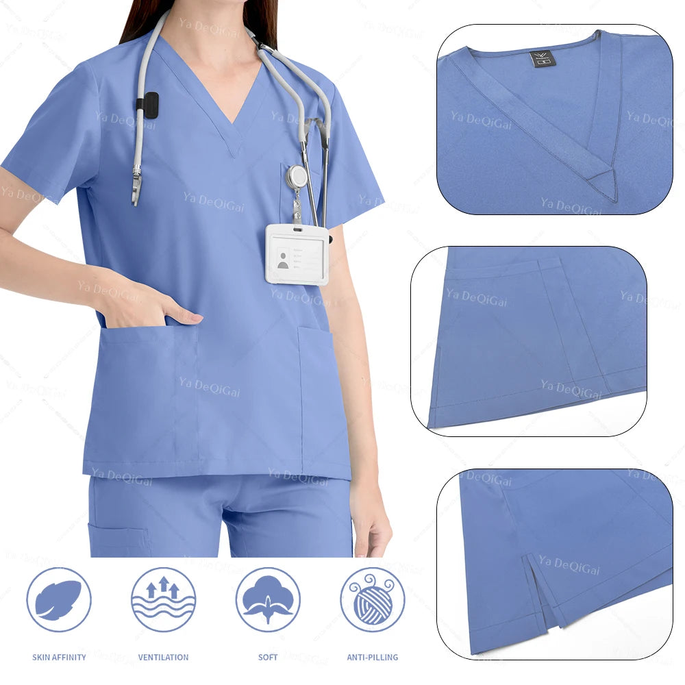 Uniforme clínico rosa para mujer, ropa de trabajo de farmacia, uniforme de enfermera, uniformes de cirugía Dental Oral para médico de Hospital, conjuntos de batas médicas,