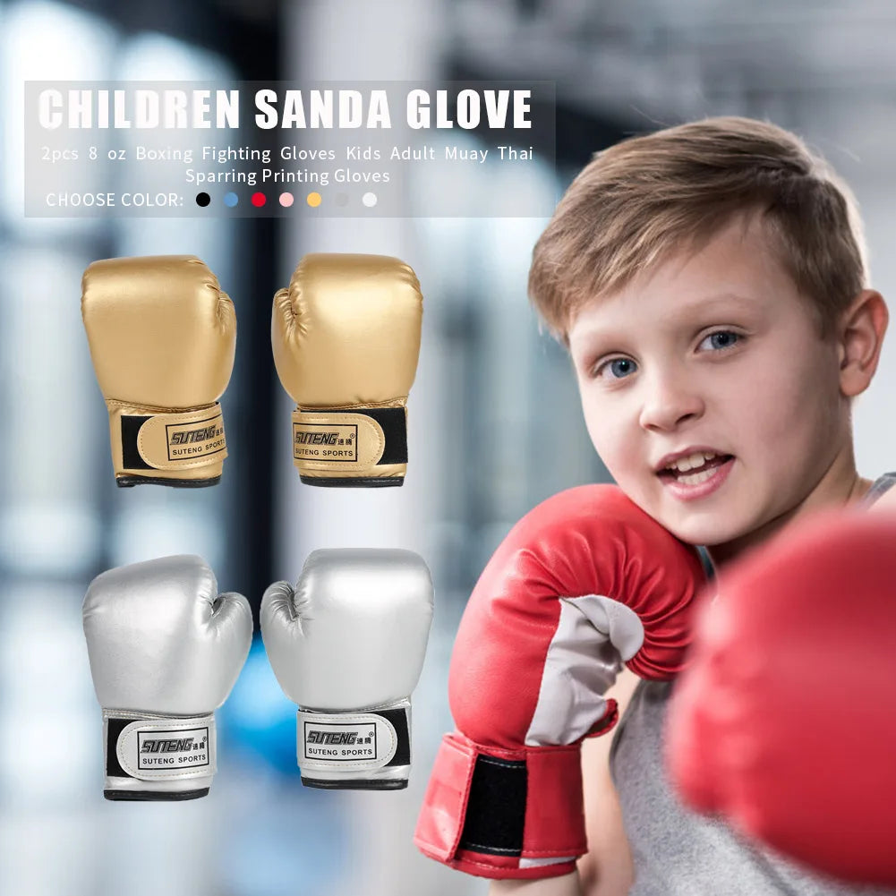 Guantes de boxeo para niños, manoplas de entrenamiento de golpeo, Kickboxing, Lucha, Fitness, Protector de mano para golpear, Azul, Negro, Rojo, 2 piezas