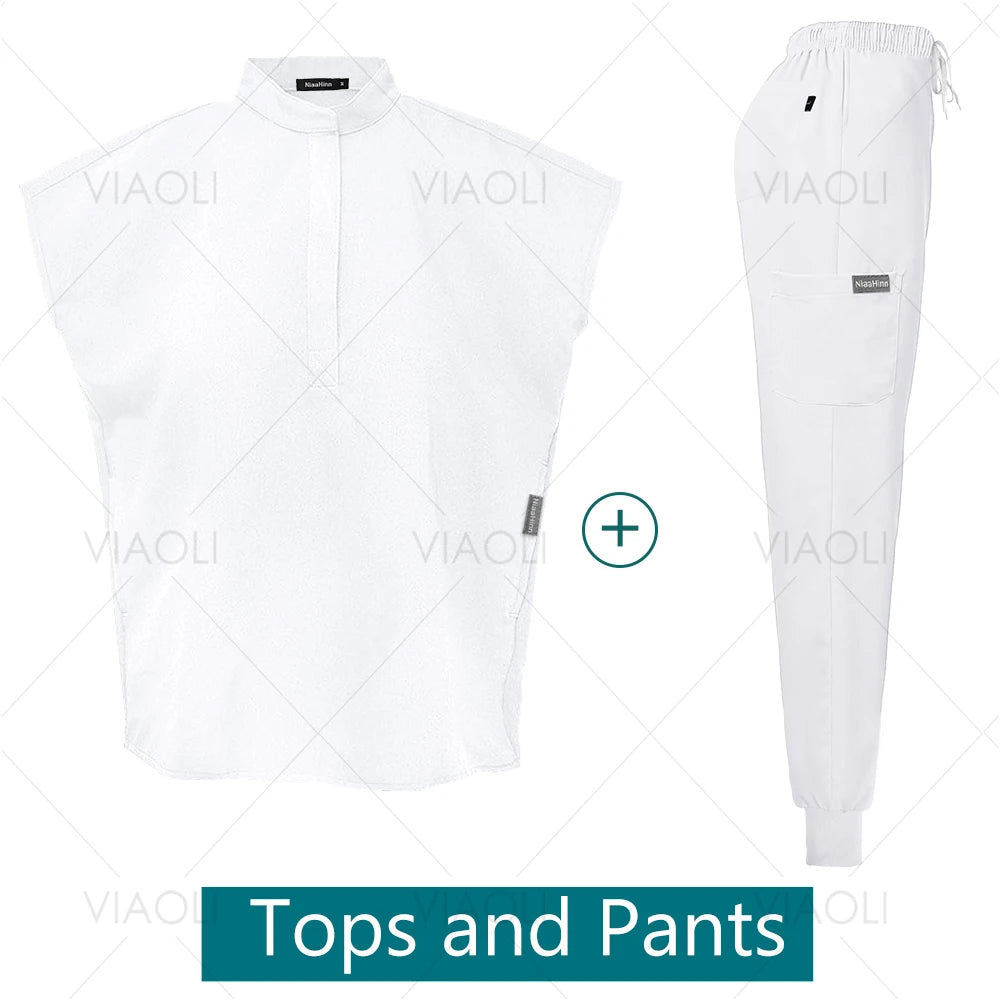 Conjuntos de uniformes médicos para enfermería, ropa de trabajo para Hospital, batas quirúrgicas de Color sólido, Top exfoliante transpirable, pantalones para correr, traje