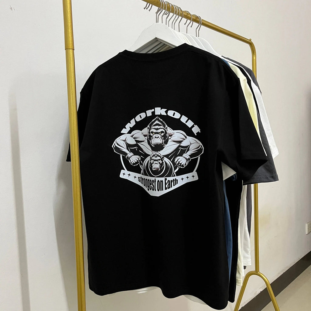 Camiseta deportiva para gimnasio, camiseta de manga corta de algodón para hombre, camiseta de culturismo para entrenamiento