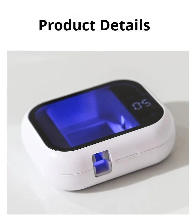 Esterilizador de cepillo de dientes UV portátil, recargable, pantalla inteligente, desinfectante Mini estuche desinfectante