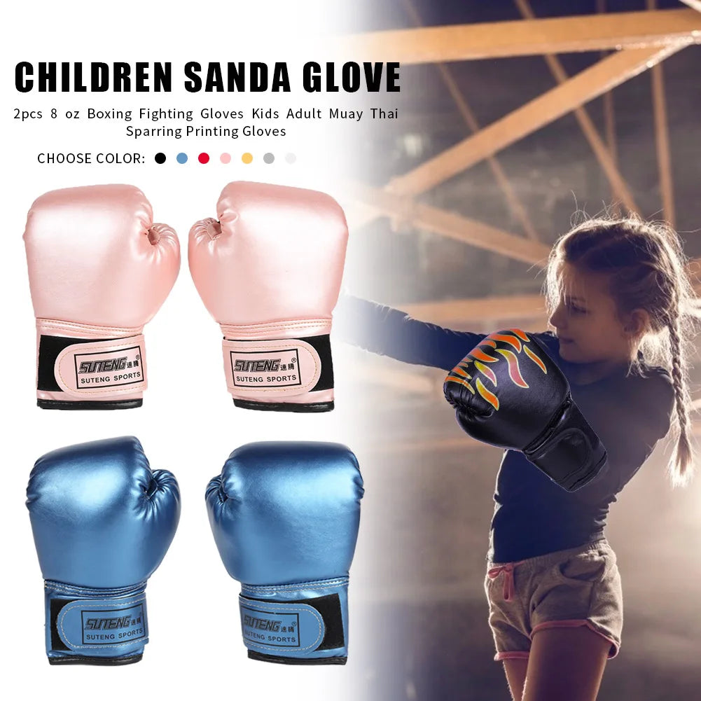 Guantes de boxeo para niños, manoplas de entrenamiento de golpeo, Kickboxing, Lucha, Fitness, Protector de mano para golpear, Azul, Negro, Rojo, 2 piezas