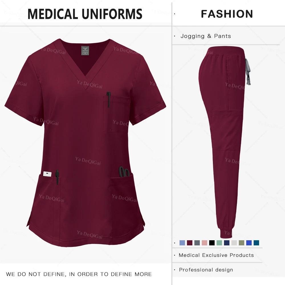 Uniforme clínico rosa para mujer, ropa de trabajo de farmacia, uniforme de enfermera, uniformes de cirugía Dental Oral para médico de Hospital, conjuntos de batas médicas,