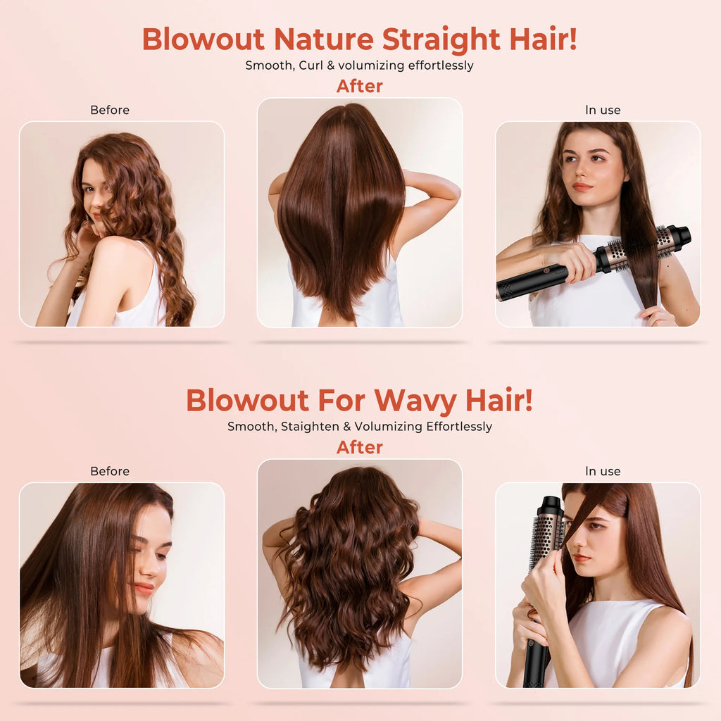 Cepillo caliente multifuncional 3 en 1 para alisar y rizar, peine para peinar el cabello iónico portátil de viaje, calentamiento rápido para cabello grueso/fino
