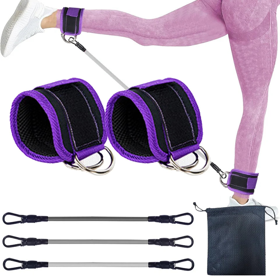 LOOGDEEL-Puños de tobillo con soporte de anillo en D, bandas de resistencia, correas de tobillo, Fitness, Yoga, extensión de fuerza de piernas, protector de gimnasio Unisex