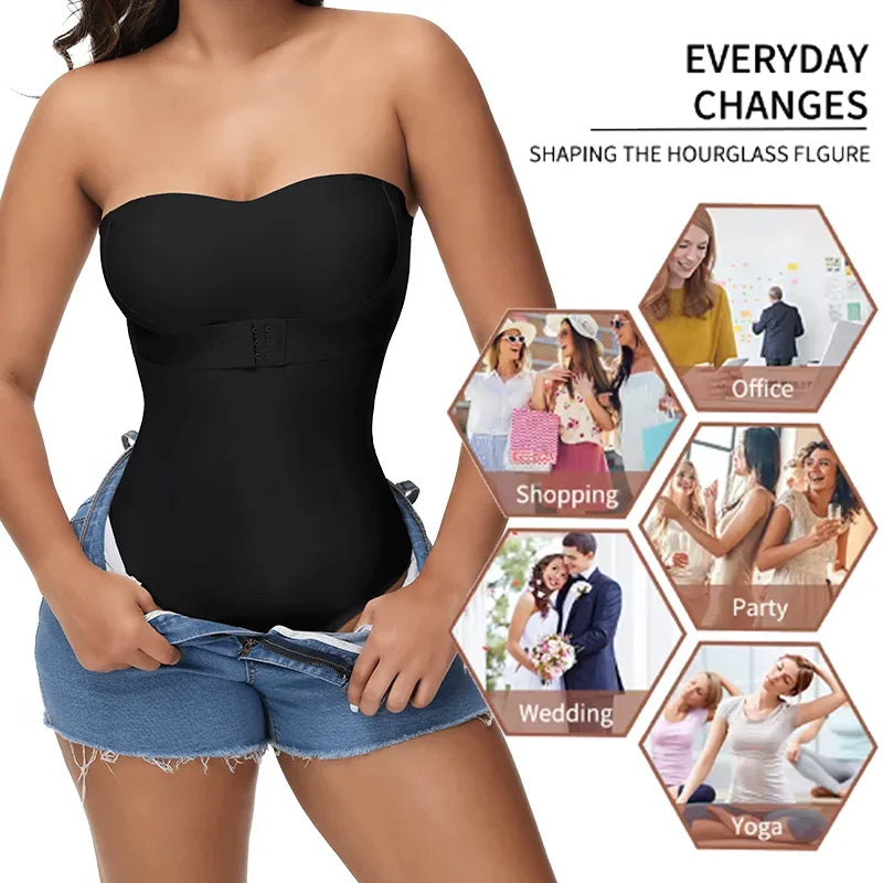 Faja moldeadora de cuerpo con correa extraíble para mujer, S-4XL Sexy, sujetador acolchado con cierre frontal, Body Hipster, ropa moldeadora con Control de barriga, Tanga