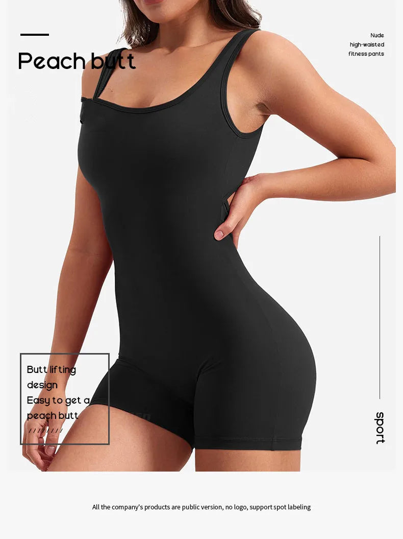 Ropa de gimnasio para Mujer, peleles sexys ajustados con cuello cuadrado y espalda descubierta
