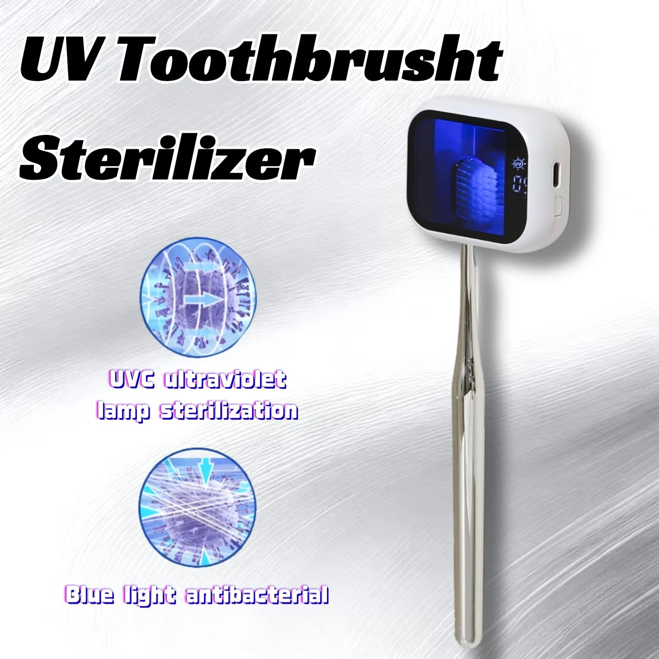 Esterilizador de cepillo de dientes UV portátil, recargable, pantalla inteligente, desinfectante Mini estuche desinfectante