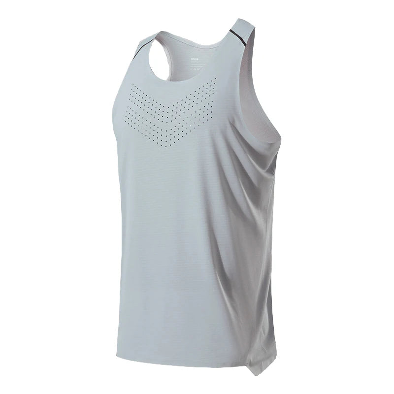 Playera deportiva de secado rápido para hombre, sin mangas de malla elástica