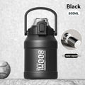 Botella de agua termo con mango de paja, termo de acero inoxidable 316,