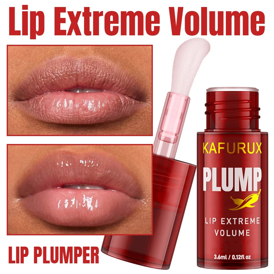 1 unidad de aceite de Chili Pepper Lip Plumper, brillo de labios hidratante de larga duración, suero, esencia voluminizadora instantánea, maquillaje de labios para mujeres