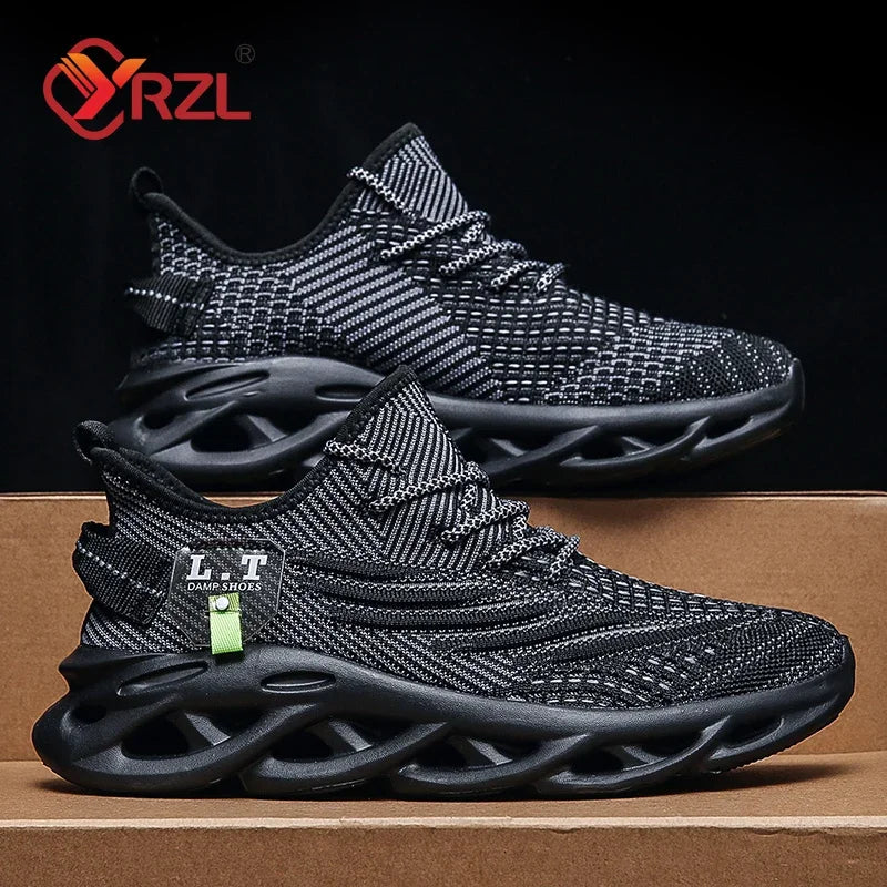 YRZL hombres deportes correr negro zapatos para correr zapatillas