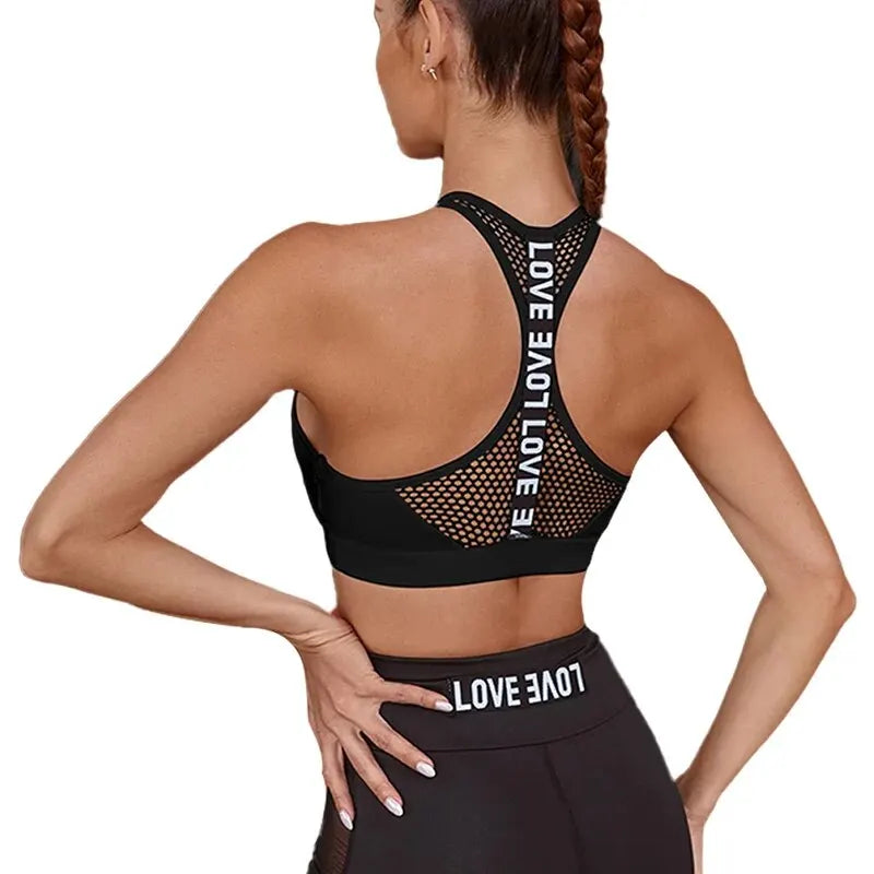 Sujetador deportivo para mujer, sujetador de Yoga con letras para Fitness