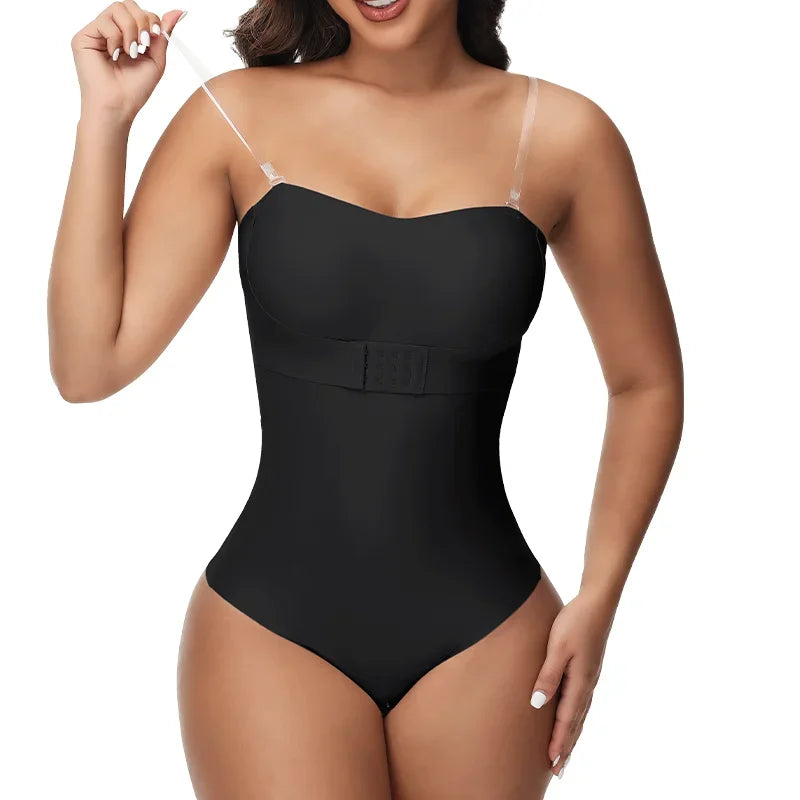 Faja moldeadora de cuerpo con correa extraíble para mujer, S-4XL Sexy, sujetador acolchado con cierre frontal, Body Hipster, ropa moldeadora con Control de barriga, Tanga
