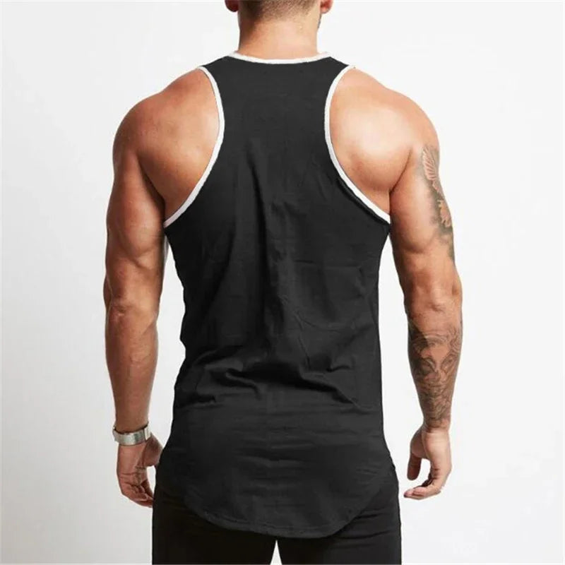 Camiseta deportiva para culturismo y gimnasio, chaleco muscular para entrenamiento, camiseta sin mangas transpirable de algodón para Fitness, camisetas sin mangas de entrenamiento para hombre