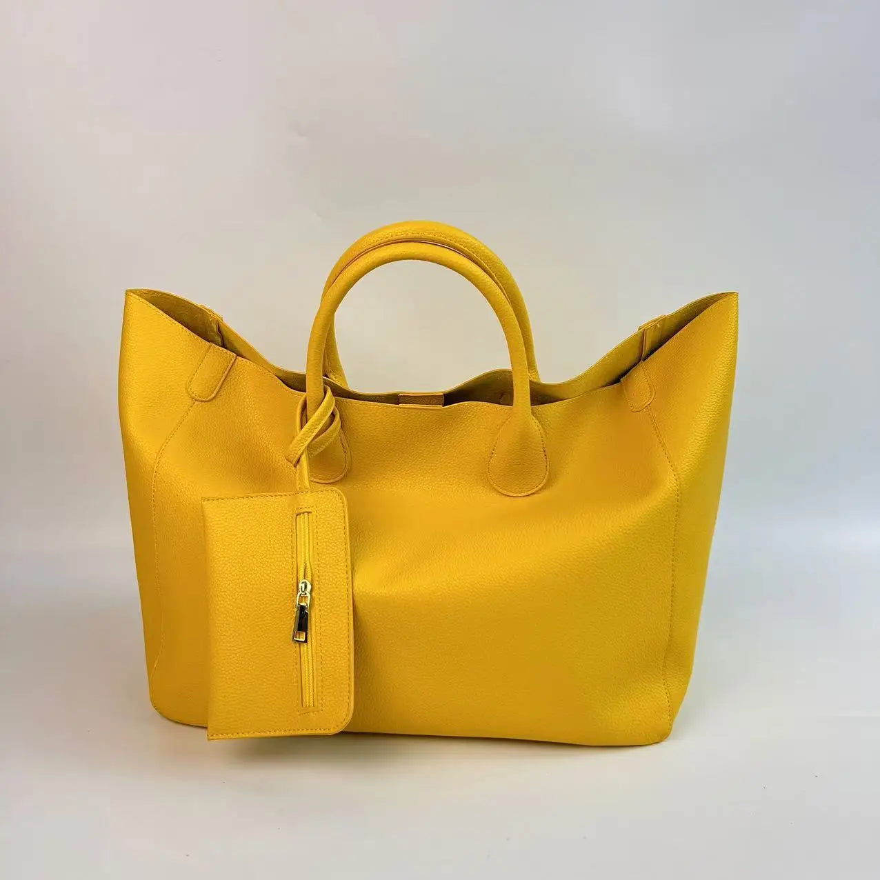 Bolso de mano de gran tamaño de cuero vegano a la moda para mujer con gran capacidad, bolso de compras simple y versátil