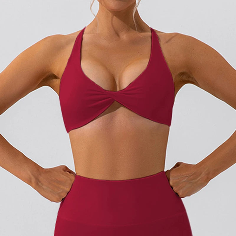 Sujetador deportivo con pliegues para mujer,