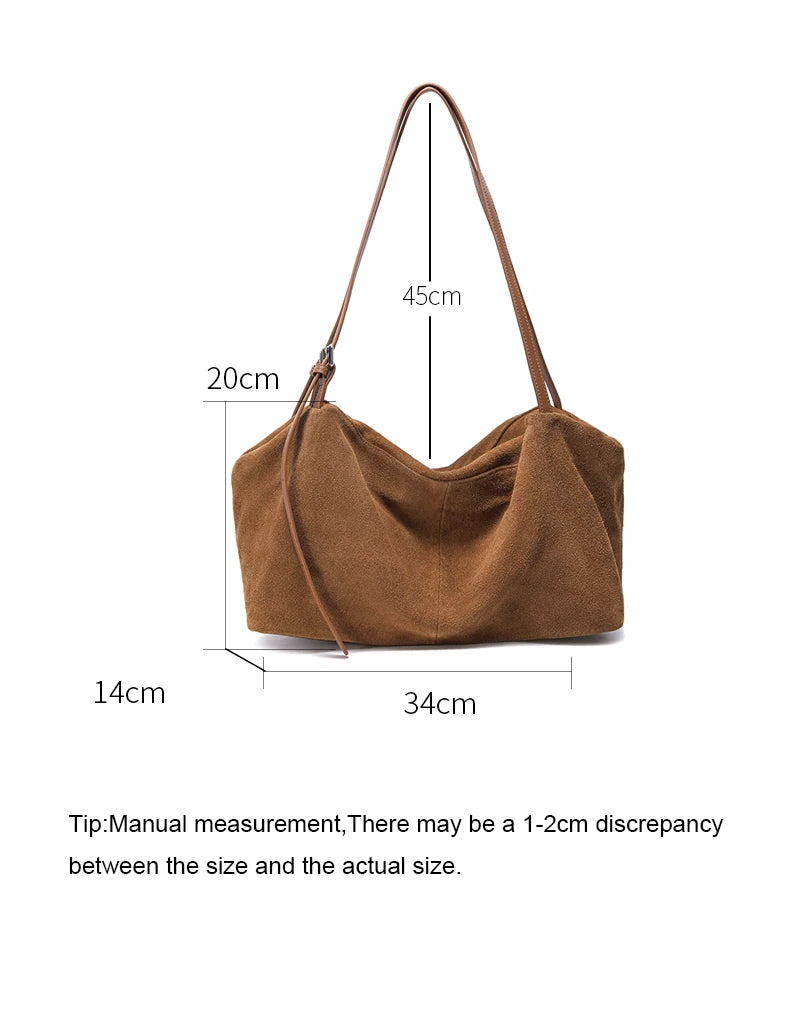 Bandoleras de piel auténtica de vaca de ante para mujer, bandolera de piel de vaca suave, diseño femenino, bolso de viaje perezoso de lujo