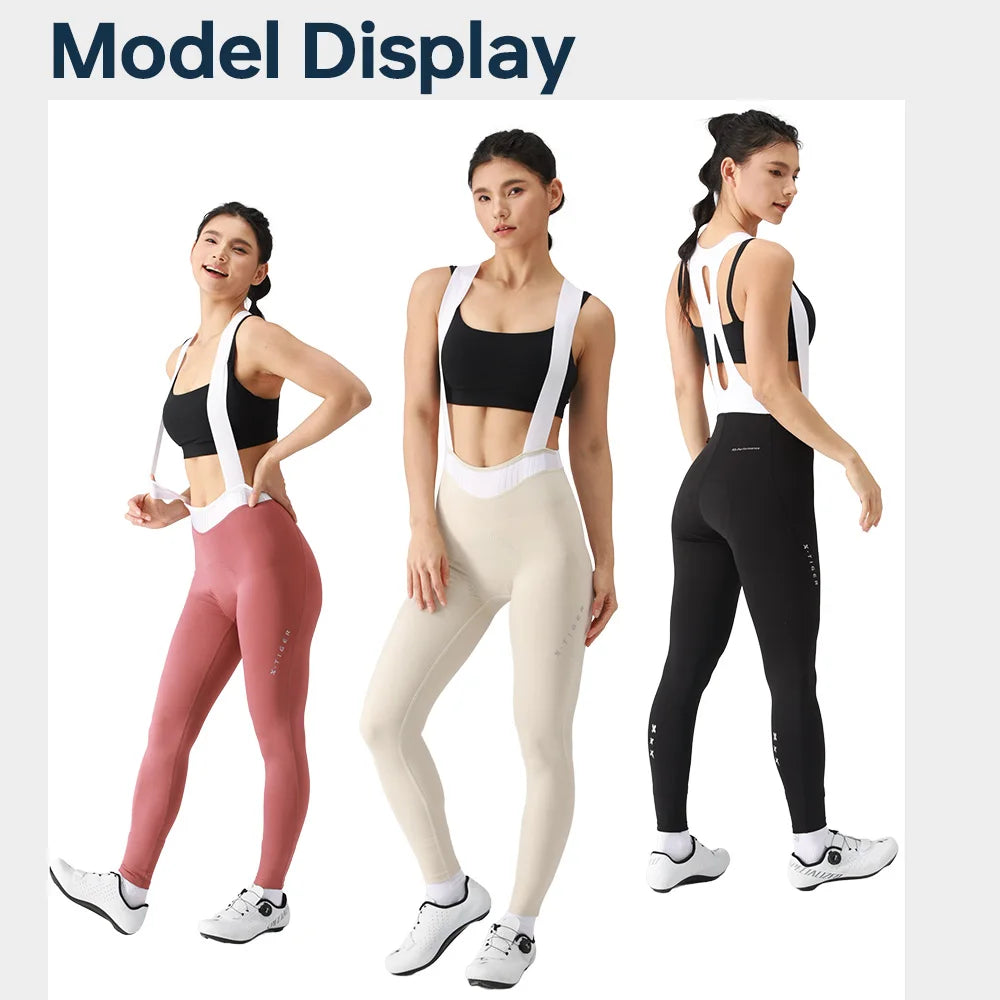 X-TIGER pantalones con pechera de ciclismo profesional para mujer, pantalones para bicicleta de montaña y carretera, medias transpirables con absorción de impacto para primavera y otoño