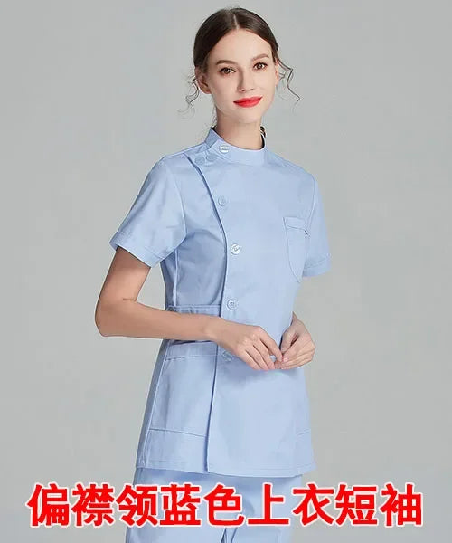 Uniformes de enfermera de manga larga azul, bata de laboratorio, uniforme de médico para mujer, prendas de vestir, ropa médica, ropa de trabajo de salón de belleza