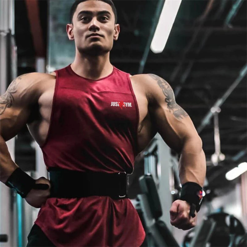 Playera  hombre, sin mangas holgadas informales de algodón GYM