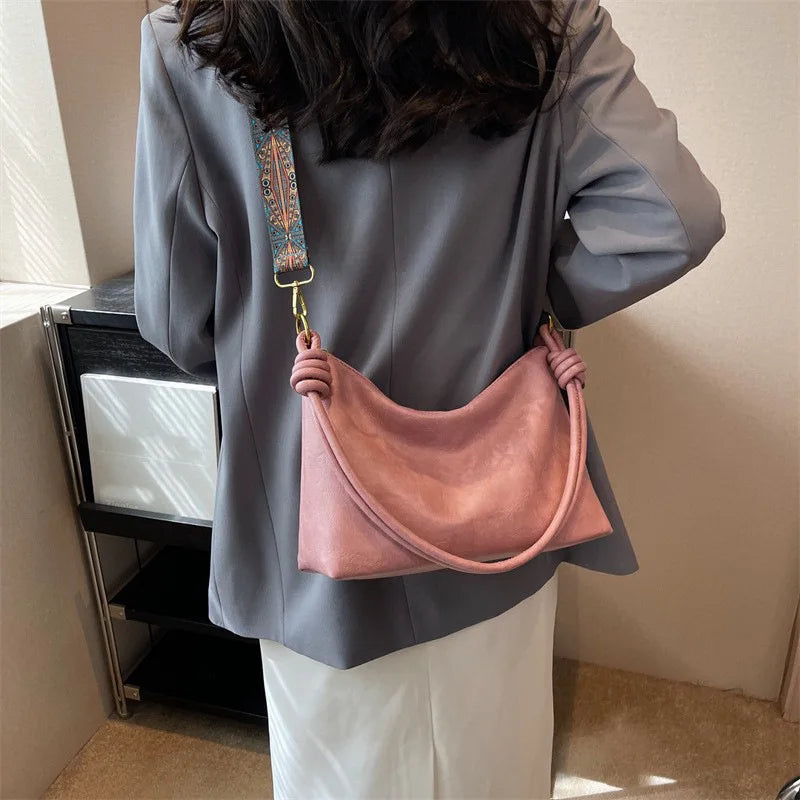 Nuevo bolso de mujer a la moda, textura de cuero suave de alta gama, bolso de un solo hombro, bolso cruzado para mujer, hombro ancho geométrico