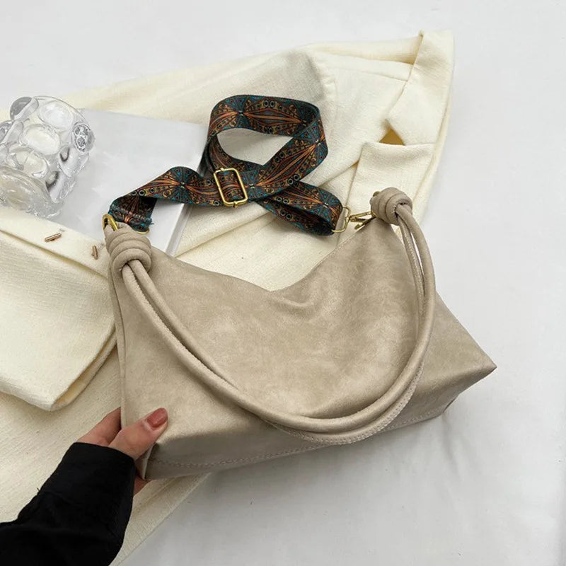 Nuevo bolso de mujer a la moda, textura de cuero suave de alta gama, bolso de un solo hombro, bolso cruzado para mujer, hombro ancho geométrico