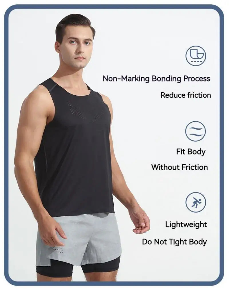 Playera deportiva de secado rápido para hombre, sin mangas de malla elástica