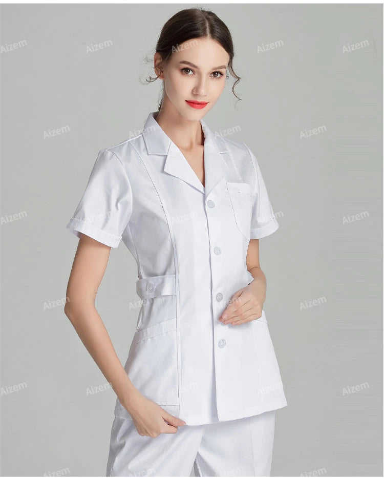 Uniformes de enfermera de manga larga azul, bata de laboratorio, uniforme de médico para mujer, prendas de vestir, ropa médica, ropa de trabajo de salón de belleza