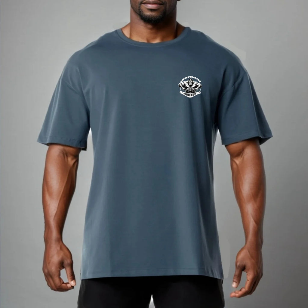 Camiseta deportiva para gimnasio, camiseta de manga corta de algodón para hombre, camiseta de culturismo para entrenamiento