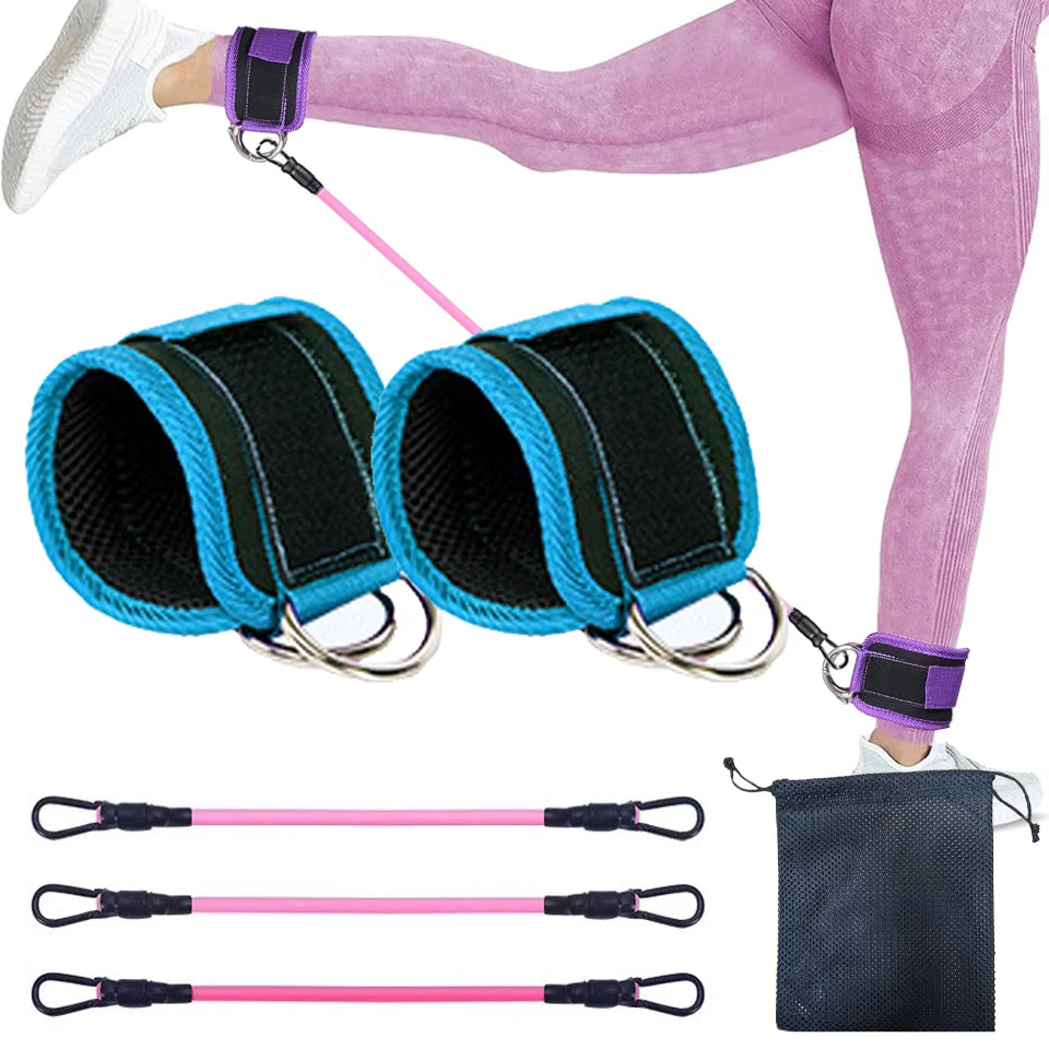 LOOGDEEL-Puños de tobillo con soporte de anillo en D, bandas de resistencia, correas de tobillo, Fitness, Yoga, extensión de fuerza de piernas, protector de gimnasio Unisex
