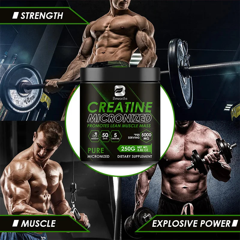 Beworths-Polvo de Monohidrato de Creatina, 5000Mg para preentrenamiento, construcción muscular, energía celular, cerebro, Salud para el gimnasio