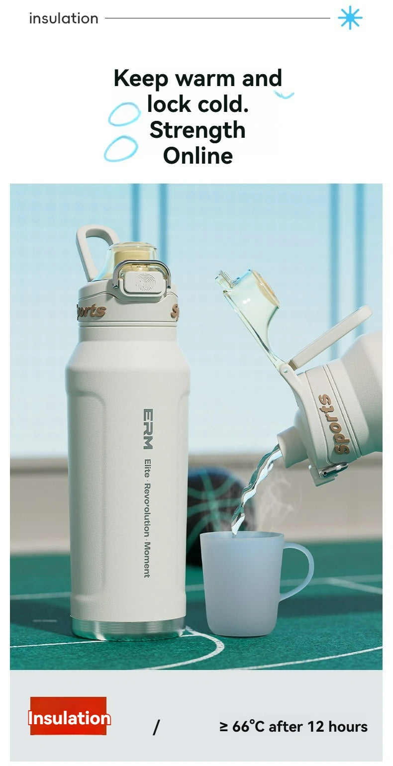 Taza aislada de 700ml, botella de agua para deportes al aire libre de acero inoxidable, taza térmica para oficina y hogar, mantiene el frío y el calor, termo