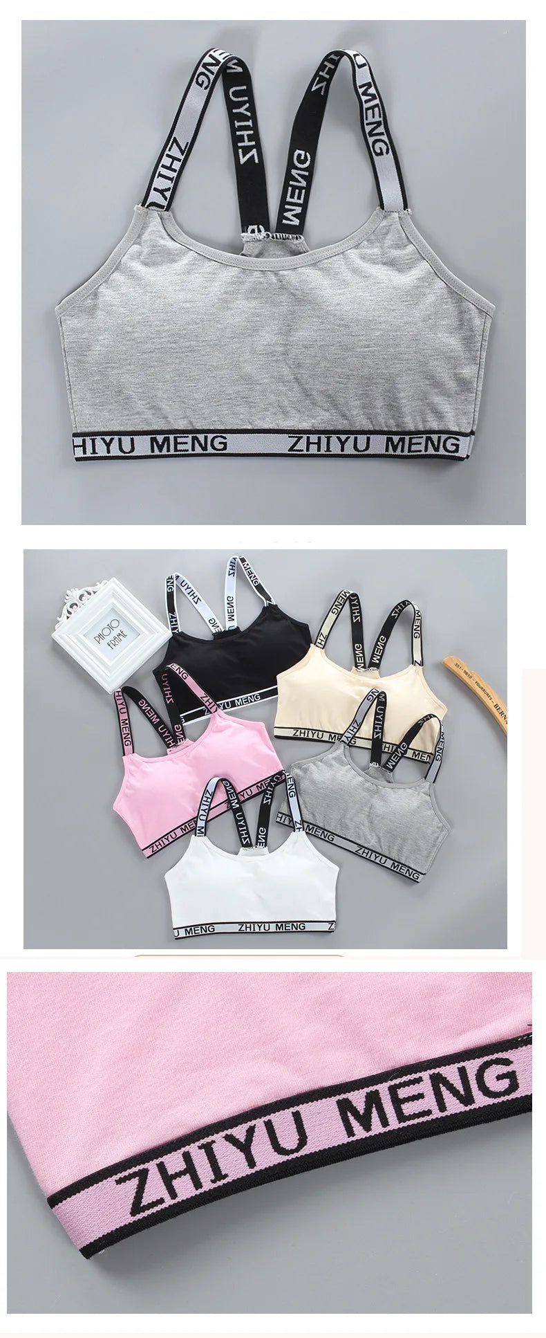 3 uds sujetador adolescente chaleco de algodón para chicas adolescentes lencería deportiva Adolescente ropa interior para niños letra Racerback sujetadores de entrenamiento para estudiantes