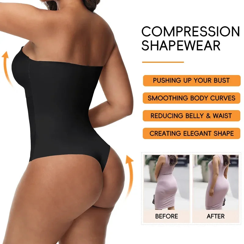 Faja moldeadora de cuerpo con correa extraíble para mujer, S-4XL Sexy, sujetador acolchado con cierre frontal, Body Hipster, ropa moldeadora con Control de barriga, Tanga