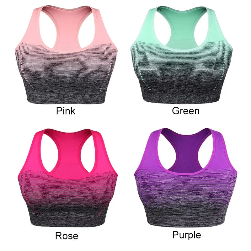 Sujetador Deportivo CZGUKE de Alta Elasticidad y Transpirable para Mujer, Acolchado, para Correr, Yoga, Gimnasio, Sujetador Deportivo Sin Costuras con Degradado