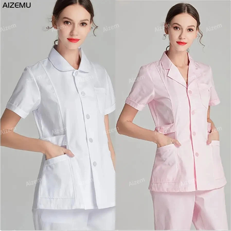 Uniformes de enfermera de manga larga azul, bata de laboratorio, uniforme de médico para mujer, prendas de vestir, ropa médica, ropa de trabajo de salón de belleza