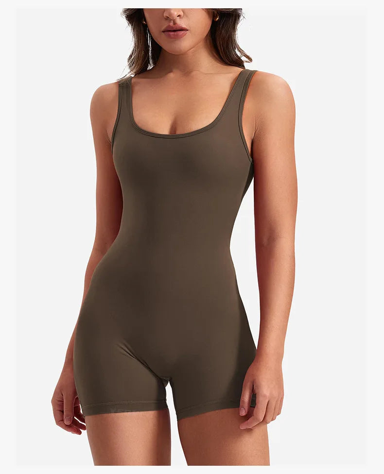 Ropa de gimnasio para Mujer, peleles sexys ajustados con cuello cuadrado y espalda descubierta