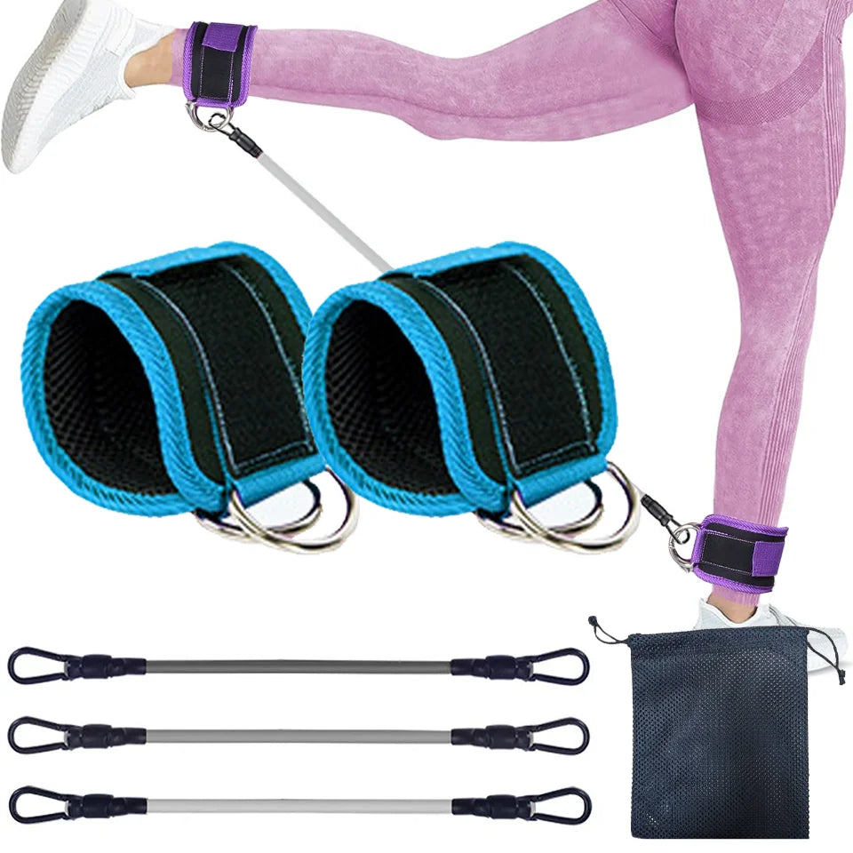 LOOGDEEL-Puños de tobillo con soporte de anillo en D, bandas de resistencia, correas de tobillo, Fitness, Yoga, extensión de fuerza de piernas, protector de gimnasio Unisex
