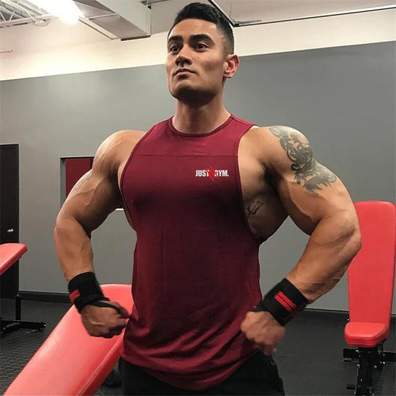 Playera  hombre, sin mangas holgadas informales de algodón GYM