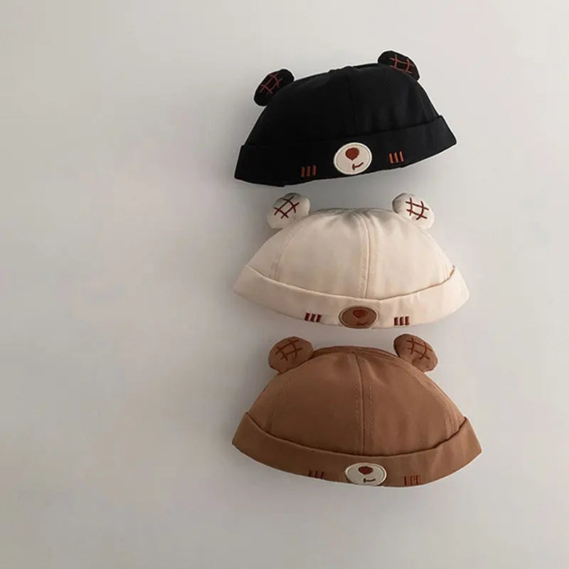 Lindo oso bebé sombrero sin ala Color sólido infantil niño niña cordón Docker gorra Primavera Verano niños pequeños propietario melón gorras