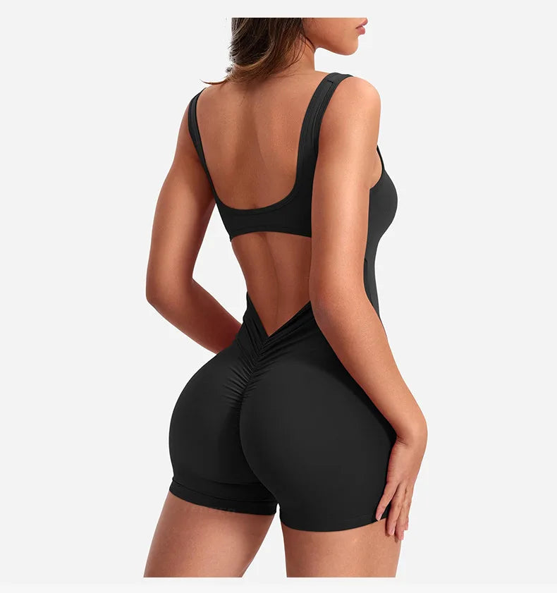 Ropa de gimnasio para Mujer, peleles sexys ajustados con cuello cuadrado y espalda descubierta