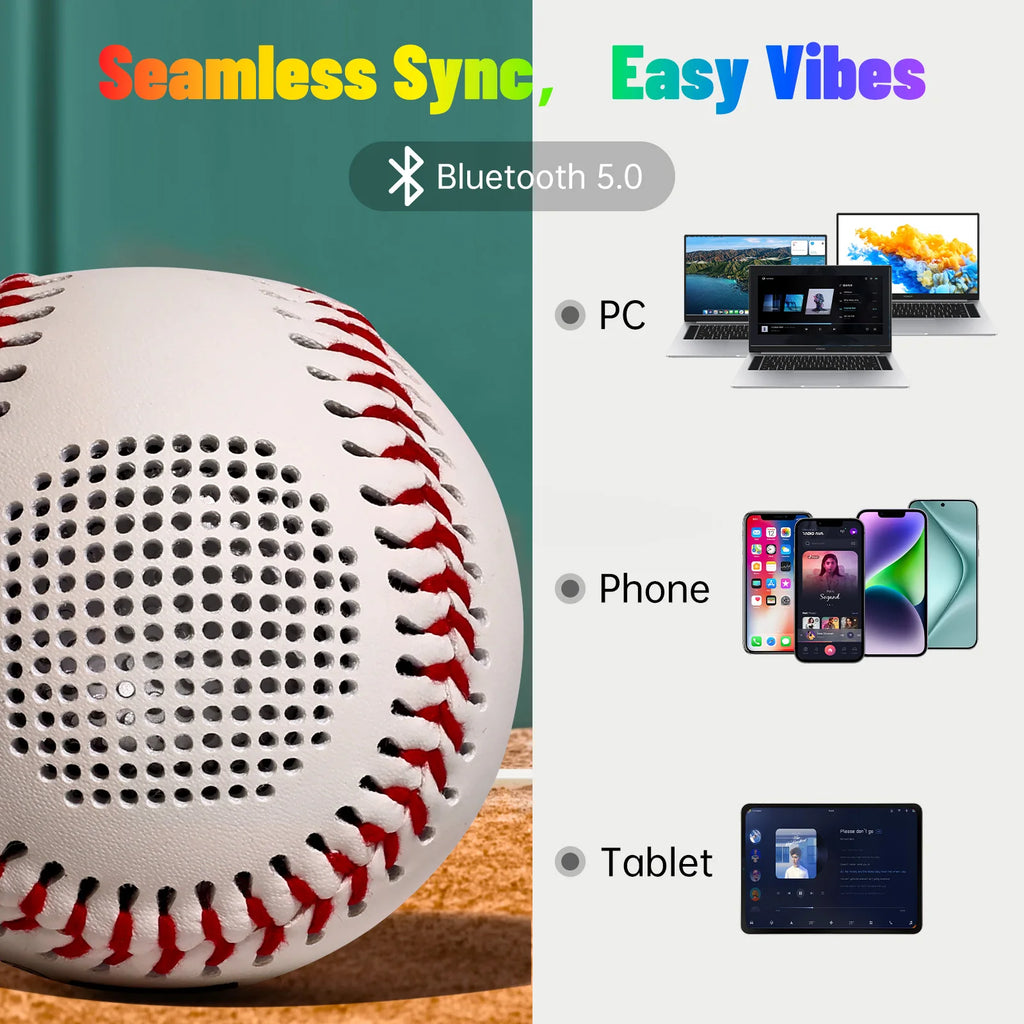 Altavoz Bluetooth de béisbol con Audio Bluetooth, altavoz incorporado de béisbol que brilla en la oscuridad para fanáticos del béisbol, juguete para niños