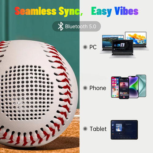 Altavoz Bluetooth de béisbol con Audio Bluetooth, altavoz incorporado de béisbol que brilla en la oscuridad para fanáticos del béisbol, juguete para niños