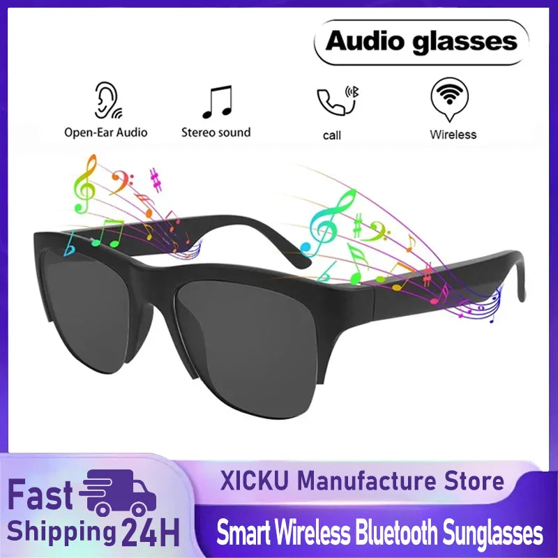 Nuevas gafas de sol inteligentes Bluetooth V5.3 llamadas, auriculares para deportes al aire libre, tecnología negra HIFI, antitouch UV para hombres y mujeres