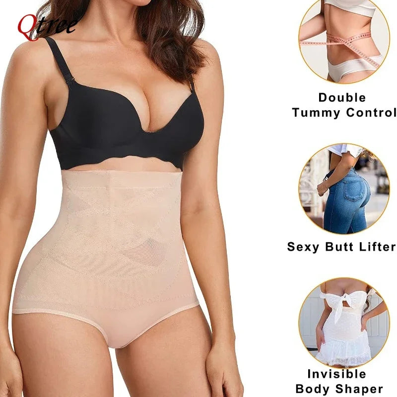 Qtree ropa moldeadora de talla grande para mujer, bragas de Control de barriga, levantamiento de glúteos, entrenador de cintura, moldeador de cuerpo, ropa interior de vientre sin costuras