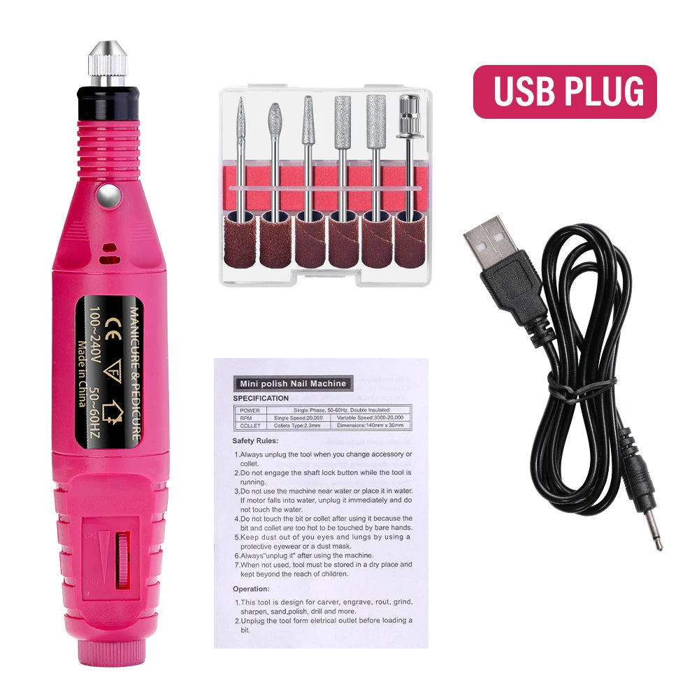 LULAA-taladro eléctrico para uñas, equipo de pulido de pedicura, molino para manicura, herramienta profesional de pulido de uñas fuerte