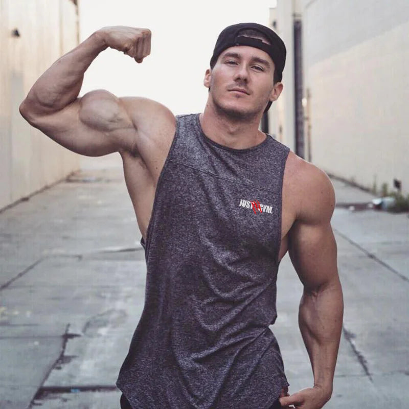 Playera  hombre, sin mangas holgadas informales de algodón GYM