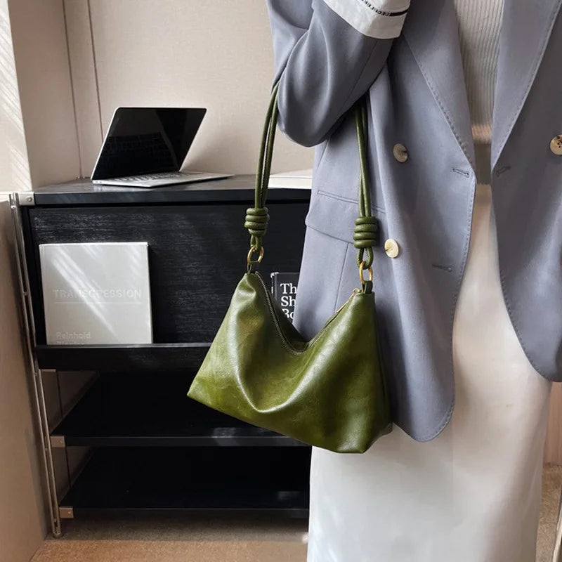 Nuevo bolso de mujer a la moda, textura de cuero suave de alta gama, bolso de un solo hombro, bolso cruzado para mujer, hombro ancho geométrico